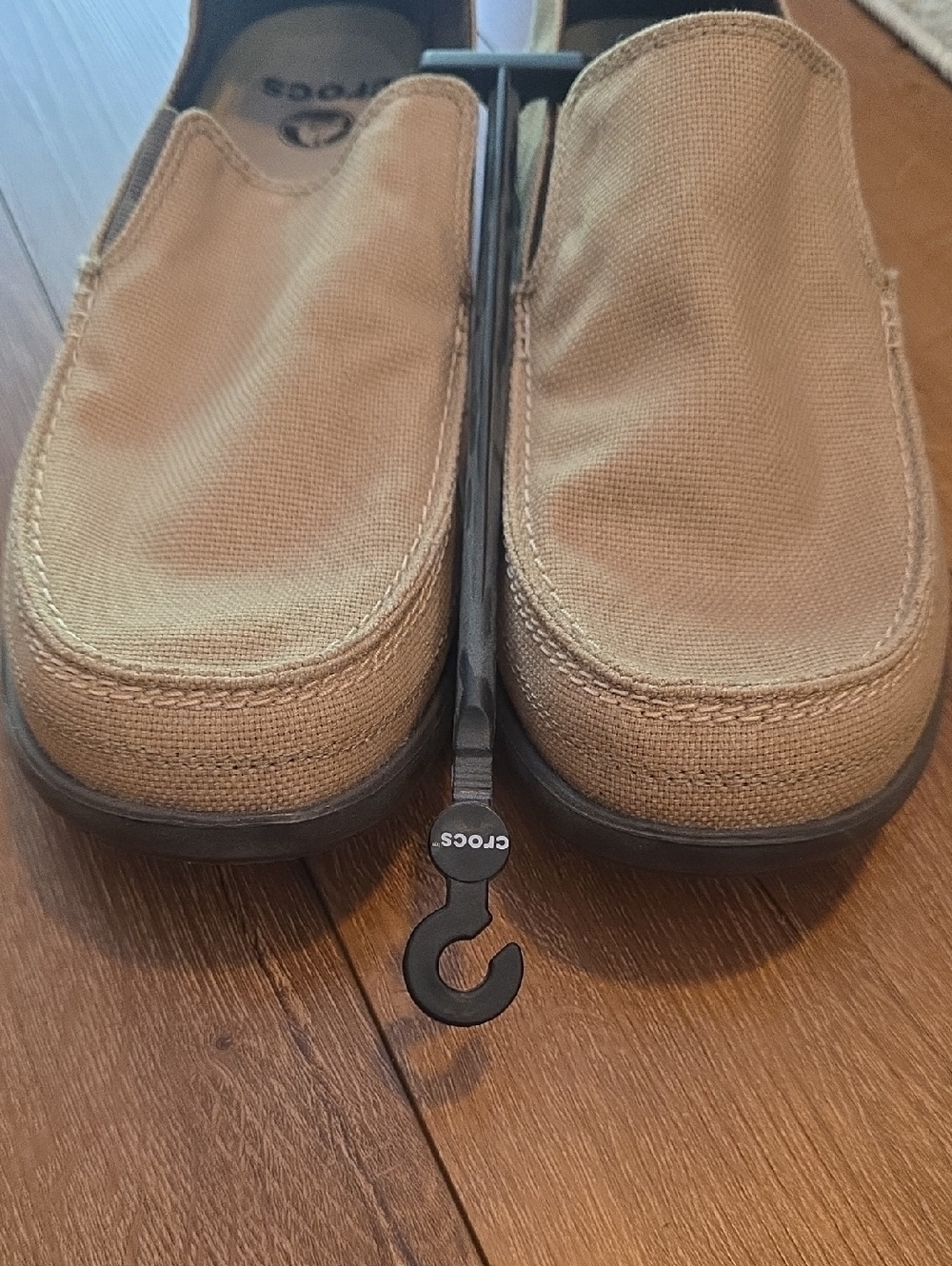CROCS Men's Tan Slip-On Canvas Loafers - Picture 11 of 12